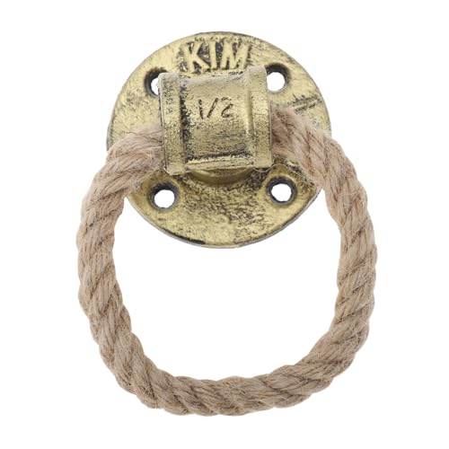 NOLITOY Rustikaler Metall ringgriff mit Juteseil für Schrank Möbeltüren Vintage Schubladengriff Robustes Design Einfache Montage für Küche Bad Büro und Hotel von NOLITOY