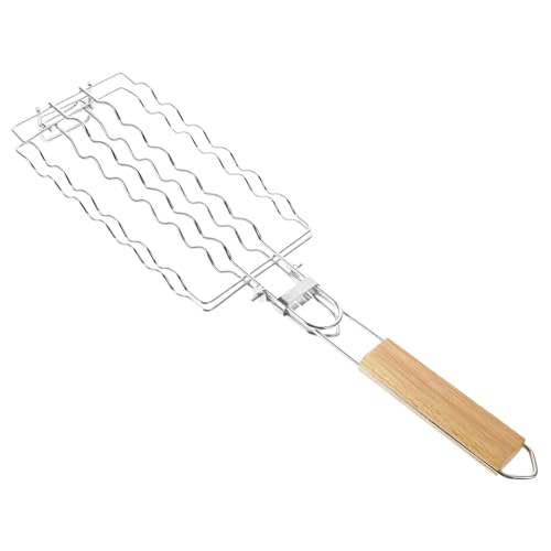 NOLITOY Sausage Grill Net mit Holzgriff Edelstahl BBQ Grillrost Wellenform Vielseitig Einsetzbar für Gas Holzkohlegrill Antihaft Hitzebeständig für Picknick Camping und Grillpartys NOLITOY Sausage Grill Net mit Holzgriff Edelstahl BBQ Grillrost Wellenform Vielseitig Einsetzbar für Gas Holzkohlegrill Antihaft Hitzebeständig für Picknick Camping und Grillpartys von NOLITOY