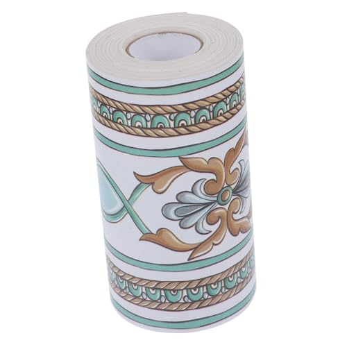 NOLITOY Selbstklebende PVC Wandfliesen Bordüre Wasserabweisender Reißfester Fliesenrandaufkleber für Küche und Bad Vintage Muster Einfach zu Reinigen und Zuschneidbar von NOLITOY