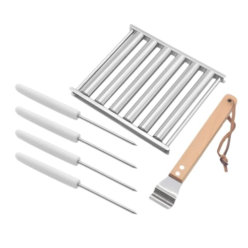 NOLITOY Stabiler Edelstahl Hot Dog mit Abnehmbarem Holzgriff Bbq Grillset für Gleichmäßiges Garen von und Hot Dogs Tragbar und Vielseitig für Holzkohlegrill Draußen von NOLITOY