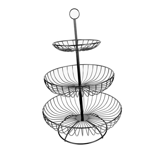 NOLITOY Stöckiger Metall Obstkorb Stabiles Drahtgestell Multifunktionaler Gemüse und Platzsparend Robustes Design für Küche Esstisch Kaffeebar Schwarzer Organizer von NOLITOY