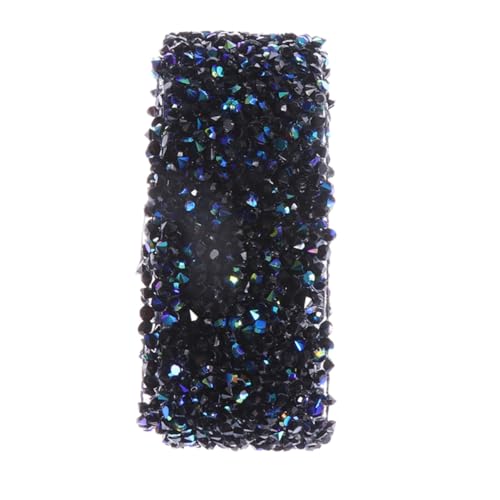 NOLITOY Strassgürtel Hochzeit Schwarz Blau Kristall Mesh Band mit Rückseitigem Kleber Hotfix Diamond Rhinestone Ribbon für Brautkleider Abendkleider DIY Dekoration von NOLITOY