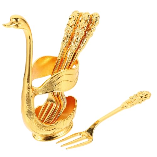 NOLITOY Teiliges Dessertgabel mit Schwanenförmigem Metallhalter Langlebige Praktischer Gabelhalter für Obst und Kuchen Stilvolles Europäisches Design Dekoratives Küchenzubehör NOLITOY Teiliges Dessertgabel mit Schwanenförmigem Metallhalter Langlebige Praktischer Gabelhalter für Obst und Kuchen Stilvolles Europäisches Design Dekoratives Küchenzubehör von NOLITOY