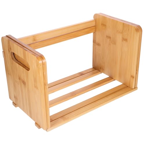 NOLITOY Verstellbares Holz Bücherregal Desktop Organizer mit Ausziehbarer Struktur Multipurpose CD und Schallplatten Aufbewahrung für Büro Schlafzimmer und Arbeitszimmer von NOLITOY