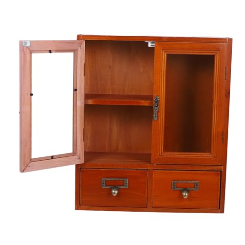 NOLITOY Vintage Wandregal aus Holz mit Doppelten Türen Rustikaler Hängeschrank für Stilvolle Aufbewahrung und Präsentation im Schlafzimmer oder Wohnzimmer Design von NOLITOY