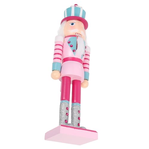 NOLITOY Weihnachts-Süßigkeiten-Nussknacker-Ornamente 35 cm Rosa Zuckerstange Holzsoldat Nussknacker-Figuren Weihnachts-Nussknacker-Marionette Feiertags-Nussknacker von NOLITOY