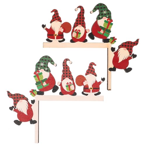 NOLITOY Weihnachts-Türrahmen-Dekoration Wichtel-Tür-Eckschild Holz-Weihnachts-Fensterrahmen-Dekoration Feiertags-Wandskulptur Rahmenornament Für Fenster-Tür-Wand von NOLITOY