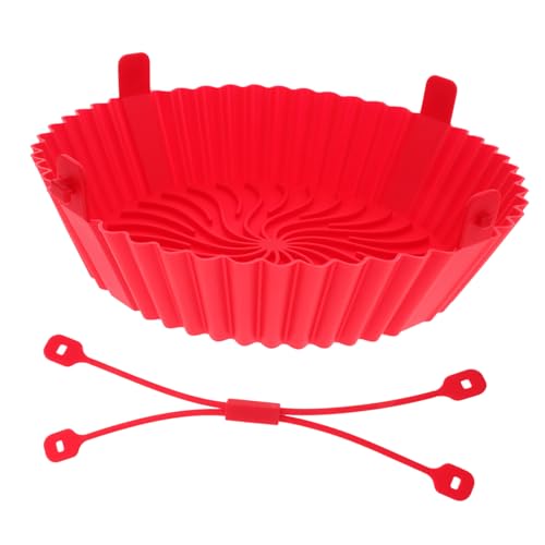 NOLITOY Wiederverwendbare Silikon Auskleidung für Luftfritteuse Hitzebeständiger Kreativer Back Liner mit Handgriff für Hähnchenflügel Burger und Schützt vor Kratzern und Erleichtert die von NOLITOY