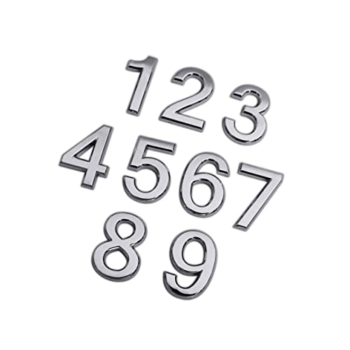 NOLITOY Zahlenaufkleber Selbstklebend Silberfarben Abs Metalloptik Langlebig für Türschild Hotel Büro Hausnummer Marker Dekorative Marker Wandaufkleber von NOLITOY
