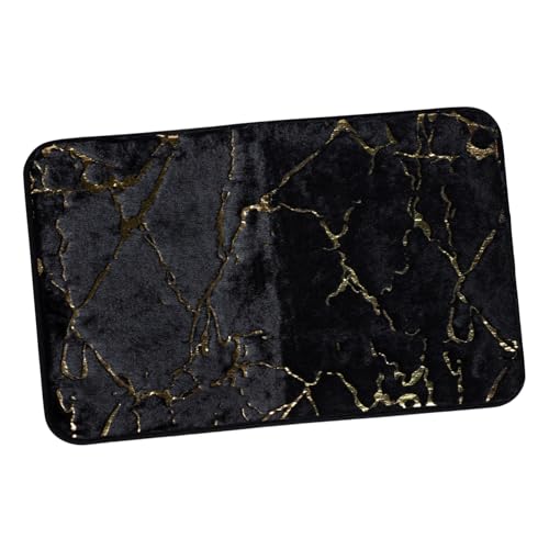 NOLITOY rutschfeste Badematte aus Saugfähigem mit Marmor Design Wasserabsorbierend für Badezimmer Wohnzimmer und Schlafzimmer Praktischer Badvorleger in Schwarz von NOLITOY
