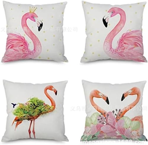 NOLLAM 4er Set Samt Kissenbezug Kissenhülle Dekorative, Flamingo Dekokissen Sofakissen Lendenkissen Wurfkissenbezug mit Verstecktem Reißverschluss Sofa Schlafzimmer-50x50cm von NOLLAM