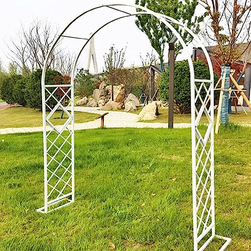 NOLLAM Große Torbogen Rosenbogen Breite 1.4M 1.8M 2M 2.2M 2.6M 3M 3.4M Pflanze Kletternde Gartenbogen Schwere Garten Rankhilfe Stabil Rankgitter Hochzeit Bögen,White-2.6 * 2.3m von NOLLAM