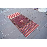 5'2'' X 2'5'' Füße Handgewebter Antiker Teppich Mit Zwei Techniken Gewebter Kelim Auf Flugzeug Kilim, Wohndekoration, Boho von NOMADICCARPETS