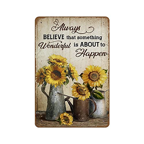 Always Believe Vintage Sonnenblume in Gießkanne, motivierende Wanddekoration, rustikale Bauernhaus-Wandkunst, entspannende Wandkunst, Neuheit, 20,3 x 30,5 cm, Blechschild, lustig, Männerhöhle, coole Always Believe Vintage Sonnenblume in Gießkanne, motivierende Wanddekoration, rustikale Bauernhaus-Wandkunst, entspannende Wandkunst, Neuheit, 20,3 x 30,5 cm, Blechschild, lustig, Männerhöhle, coole von NOMELY