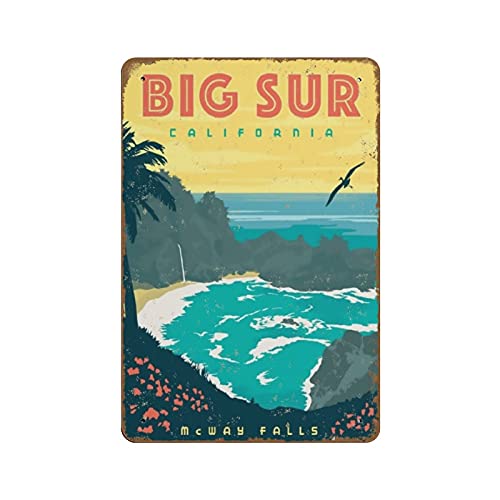 Big Sur CA California McWay Falls, buntes Reiseposter, Retro-Blechschild, Metallschild, 20,3 x 30,5 cm, geprägtes Metallposter, Vintage-Schilder, Retro-Aluminium-Geschenk, Vintage-Wandschild, Tür Big Sur CA California McWay Falls, buntes Reiseposter, Retro-Blechschild, Metallschild, 20,3 x 30,5 cm, geprägtes Metallposter, Vintage-Schilder, Retro-Aluminium-Geschenk, Vintage-Wandschild, Tür von NOMELY