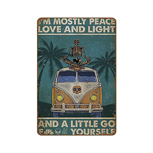 Blechschild mit Aufschrift "Skelett I'm Mostly Peace Love And Light Girl", 20,3 x 30,5 cm, lustiges Wandschild für die Wand, Tür, Warnschild, Aluminiumblech, Metallschild, Vintage-Stil, Wanddekoration Blechschild mit Aufschrift "Skelett I'm Mostly Peace Love And Light Girl", 20,3 x 30,5 cm, lustiges Wandschild für die Wand, Tür, Warnschild, Aluminiumblech, Metallschild, Vintage-Stil, Wanddekoration von NOMELY