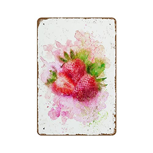 Erdbeer-Aquarelldruck, Beerenkunst, Obst, moderne Wanddekoration, Küchendekoration, Lebensmittelkunst, Garten, Pflanze, botanische Kunst, Biologie, Druck, Neuheit, heißer Kaffee, Metall-Blechschilder Erdbeer-Aquarelldruck, Beerenkunst, Obst, moderne Wanddekoration, Küchendekoration, Lebensmittelkunst, Garten, Pflanze, botanische Kunst, Biologie, Druck, Neuheit, heißer Kaffee, Metall-Blechschilder von NOMELY