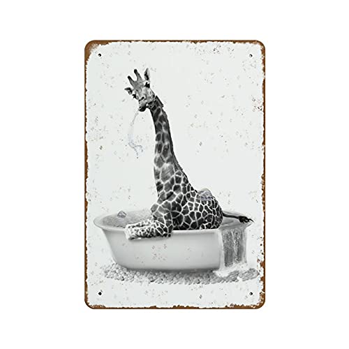 Giraffen-Wandkunst, afrikanisches Bad, Neuheit, 20,3 x 30,5 cm, lustiges Blechschild, Wandschild, Wanddekoration, Metallschild, Vintage-Stil, Wanddekoration, Metallschild, Neuheit, Geschäftswand Giraffen-Wandkunst, afrikanisches Bad, Neuheit, 20,3 x 30,5 cm, lustiges Blechschild, Wandschild, Wanddekoration, Metallschild, Vintage-Stil, Wanddekoration, Metallschild, Neuheit, Geschäftswand von NOMELY