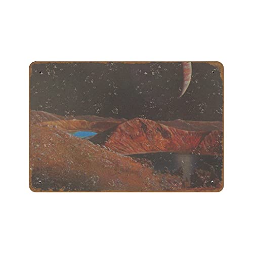 Space Io Painting Michael Carroll seltener sowjetischer Vintage UdSSR 1989 1980er Jahre Neuheit Retro Metall-Blechschild Wohnkultur Teller Wandkunst Bauernhausschild Wohnzimmer-Dekor Willkommensschild von NOMELY