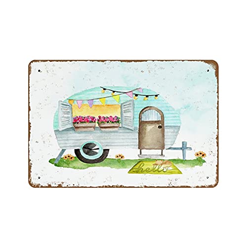 Wandkunst-Set "Happy Camper", Motiv: Happy Camper, Druck, Wohnmobil, Dekoration, Camping, Wandkunst, Urlaub, Vollzeiter, Kunst, Neuheit, gebrochene Knöchel, Garage, Schweißgeschäft, Retro-Blechschild Wandkunst-Set "Happy Camper", Motiv: Happy Camper, Druck, Wohnmobil, Dekoration, Camping, Wandkunst, Urlaub, Vollzeiter, Kunst, Neuheit, gebrochene Knöchel, Garage, Schweißgeschäft, Retro-Blechschild von NOMELY