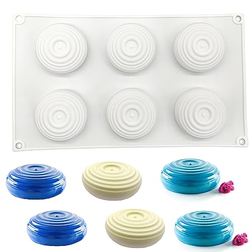 LIANCHEN 6 Hohlräume Rund Spirale Silikonform Wasser Ripple Silikonform Kugel Schokolade Kuchen Schokoladenform Wiederverwendbar Für Gelee Pudding Eiswürfelkerzen Herstellung von 3D-Kuchen (Weiß) von NOMEY