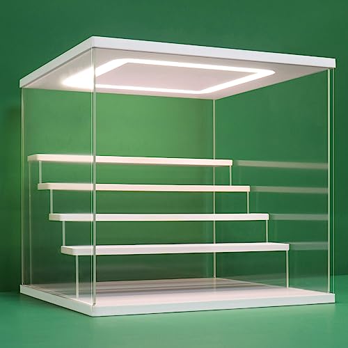 Nonemey Acryl Vitrine Schaukasten mit led 2/3/4/5/6 Stufen-Transparent staubdichte Display Case Box für Sammlerstücke ,Figuren,Collectibles (Weiß 5 Stufen 31.5x31x30cm) von NONEMEY