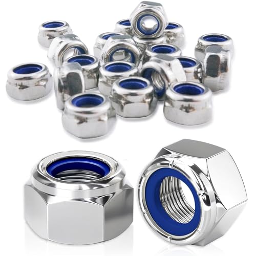 24 Stück M6 Nylock-Muttern, Edelstahl, verzinkt, Anti-Lockern, selbstsichernde, selbstspannende Sechskantmuttern aus Nylon, Anti-Locker-Muttern für Schrauben, Nyloc-Sechskantmutter für 24 Stück M6 Nylock-Muttern, Edelstahl, verzinkt, Anti-Lockern, selbstsichernde, selbstspannende Sechskantmuttern aus Nylon, Anti-Locker-Muttern für Schrauben, Nyloc-Sechskantmutter für von NONEOYNO