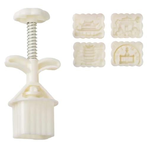 Handpresse Mondkuchenform-Set mit 4 einzigartigen Mustern, 25/50 g, Kuchen- und Fondant-Stempel zum Basteln von grünen Bohnen-Gebäck Handpresse Mondkuchenform-Set mit 4 einzigartigen Mustern, 25/50 g, Kuchen- und Fondant-Stempel zum Basteln von grünen Bohnen-Gebäck von NONGYU