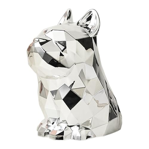 Stylischer Taschentuchhalter in silberner funktionaler Hundekunst-Tücherbehälter, praktischer silberfarbener Serviettenspender in Hundeform von NONGYU