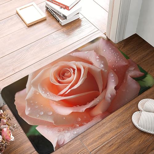 Fußmatte für den Innen- und Außenbereich, rutschfeste Bodenmatte, Rosenblüte, rosa Fußmatte für Eingangsbereich, Veranda, Waschküche, Badezimmer, Schlafzimmer, Teppich, 40,6 x 61 cm von NONHAI