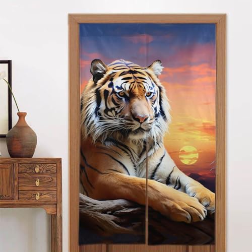 NONHAI Tiger Bunte Sonnenuntergang-Türvorhänge für Tür, Privatsphäre, Trennwände, Fengshui-Vorhang, Verdunkelung, Tapisserie, Stoff, Tür, Fenster, Vorhang für Zuhause, Schlafzimmer, Küche, Dekoration, von NONHAI