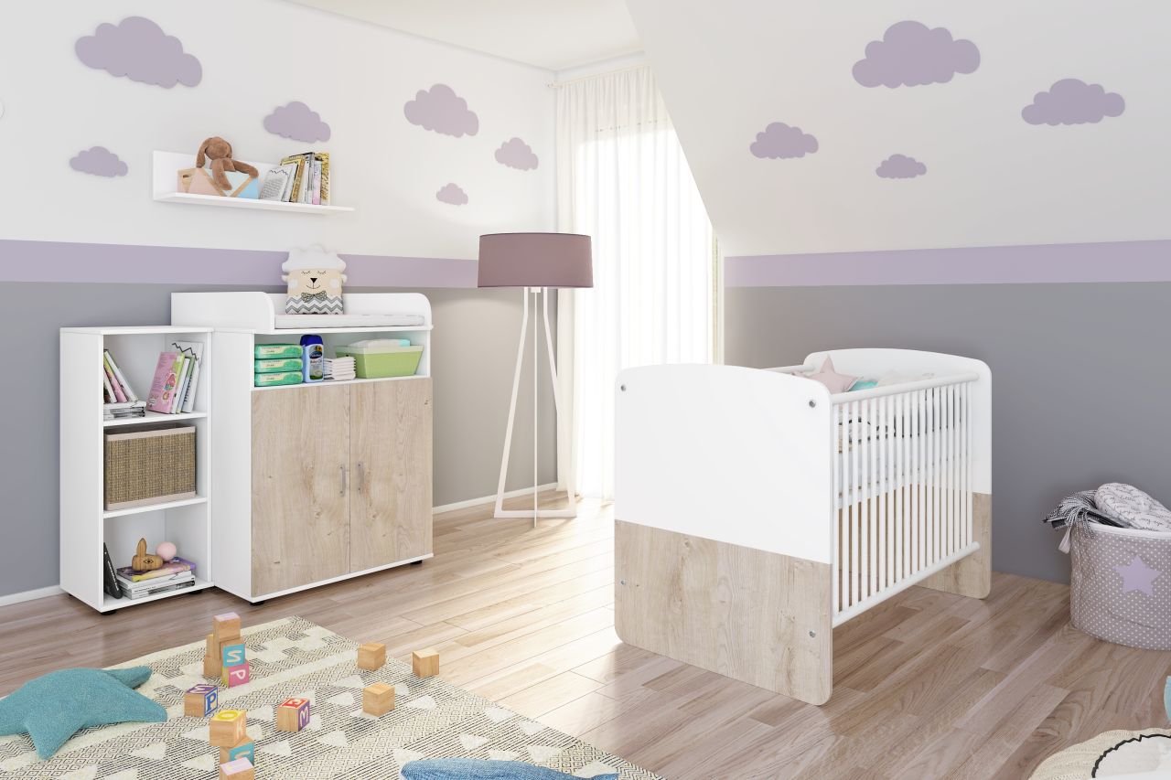 Babyzimmer Set Babybett Wickelkommode Wandregal Kinderzimmerset Regal Babymöbel von NONJOO