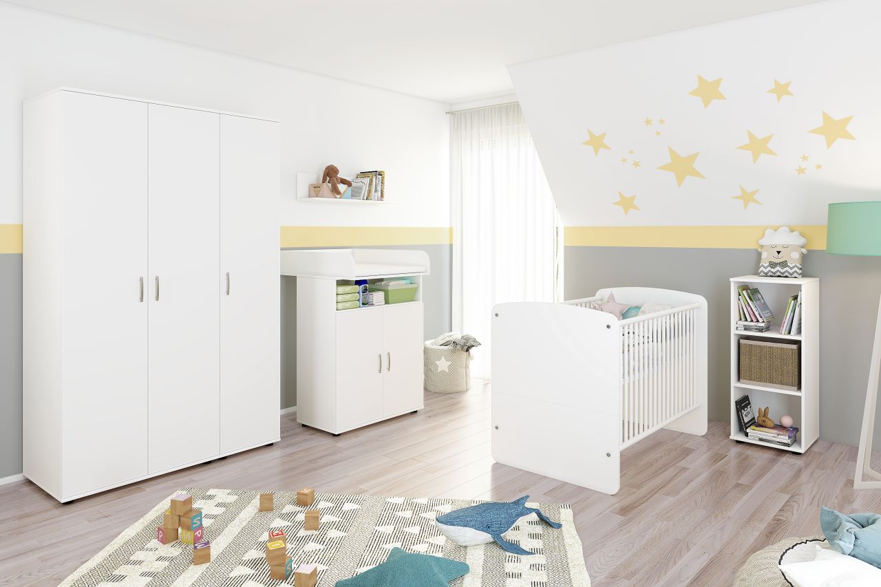 Babyzimmer Set Babybett Wickelkommode Wandregal Kleiderschrank Kinderzimmerset von NONJOO