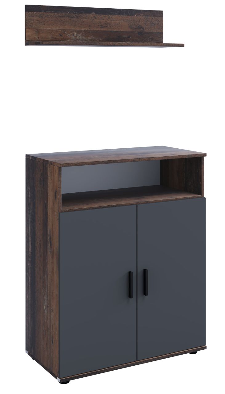 Kommode und Wandregal - Anrichte Wäscheschrank Jugendzimmer Old Style Anthrazit von NONJOO