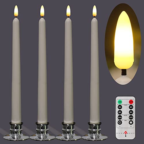 NONNO&ZGF 4 Stück LED 28cm Elfenbein Stabkerzen, Flackernde kerze aus Echtem Wachs mit Fernbedienung und Timer-Funktion - mit 4 silbernen Kerzenhaltern NONNO&ZGF 4 Stück LED 28cm Elfenbein Stabkerzen, Flackernde kerze aus Echtem Wachs mit Fernbedienung und Timer-Funktion - mit 4 silbernen Kerzenhaltern von NONNO&ZGF