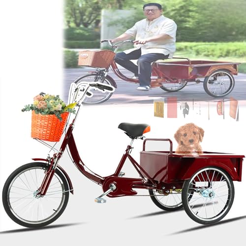 NOOGRRFA Dreirädriges Fahrrad,Seniorenroller,24-Zoll-Reifen,Mit 100-Cm-Ladefläche,300Kg Tragkraft,Stoßdämpfender Vordergabel,Verstellbarem Lenker,Sitz,Zum Transportieren Von Personen Und Gütern NOOGRRFA Dreirädriges Fahrrad,Seniorenroller,24-Zoll-Reifen,Mit 100-Cm-Ladefläche,300Kg Tragkraft,Stoßdämpfender Vordergabel,Verstellbarem Lenker,Sitz,Zum Transportieren Von Personen Und Gütern von NOOGRRFA
