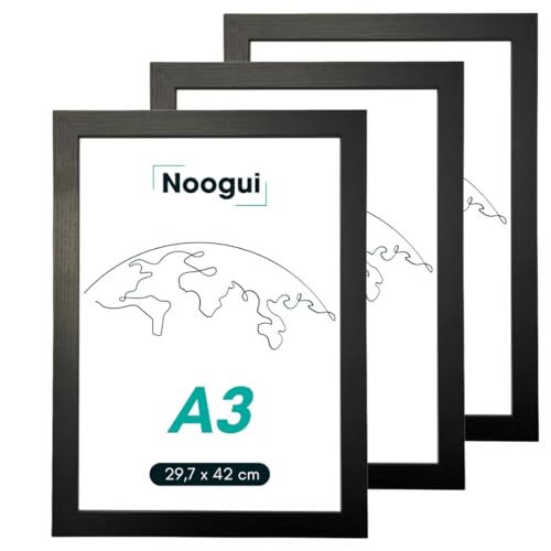 NOOGUI 3er‑Set Bilderrahmen A3 Holz Schwarz | Mit Antireflex‑Plexiglas | Für Fotos, Diplome, Poster oder Puzzle | Vertikal & Horizontal | 30×42 cm NOOGUI 3er‑Set Bilderrahmen A3 Holz Schwarz | Mit Antireflex‑Plexiglas | Für Fotos, Diplome, Poster oder Puzzle | Vertikal & Horizontal | 30×42 cm von NOOGUI
