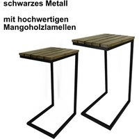 NOOR living Beistelltisch-Set, BxHxL: 31 x 66,5 x 41 cm, Metall/Mangoholz - schwarz | braun NOOR living Beistelltisch-Set, BxHxL: 31 x 66,5 x 41 cm, Metall/Mangoholz - schwarz | braun von NOOR living
