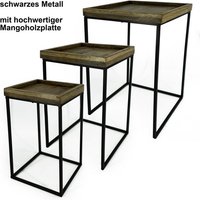 NOOR living Beistelltisch-Set, BxHxL: 33 x 52 x 33 cm, Metall/Mangoholz - schwarz | braun NOOR living Beistelltisch-Set, BxHxL: 33 x 52 x 33 cm, Metall/Mangoholz - schwarz | braun von NOOR living