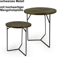 NOOR living Beistelltisch-Set, BxHxL: 39,5 x 48,4 x 39,5 cm, Metall/Mangoholz - schwarz | braun von NOOR living