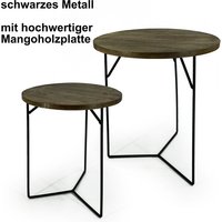 NOOR living Beistelltisch-Set, BxHxL: 39,5 x 48,4 x 39,5 cm, Metall/Mangoholz - schwarz | braun NOOR living Beistelltisch-Set, BxHxL: 39,5 x 48,4 x 39,5 cm, Metall/Mangoholz - schwarz | braun von NOOR living