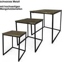 NOOR living Beistelltisch-Set, BxHxL: 39 x 54 x 39 cm, Metall/Mangoholz - schwarz | braun NOOR living Beistelltisch-Set, BxHxL: 39 x 54 x 39 cm, Metall/Mangoholz - schwarz | braun von NOOR living