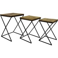 NOOR living Beistelltisch-Set, BxHxL: 41 x 56 x 41 cm, Metall/Mangoholz - schwarz | braun von NOOR living