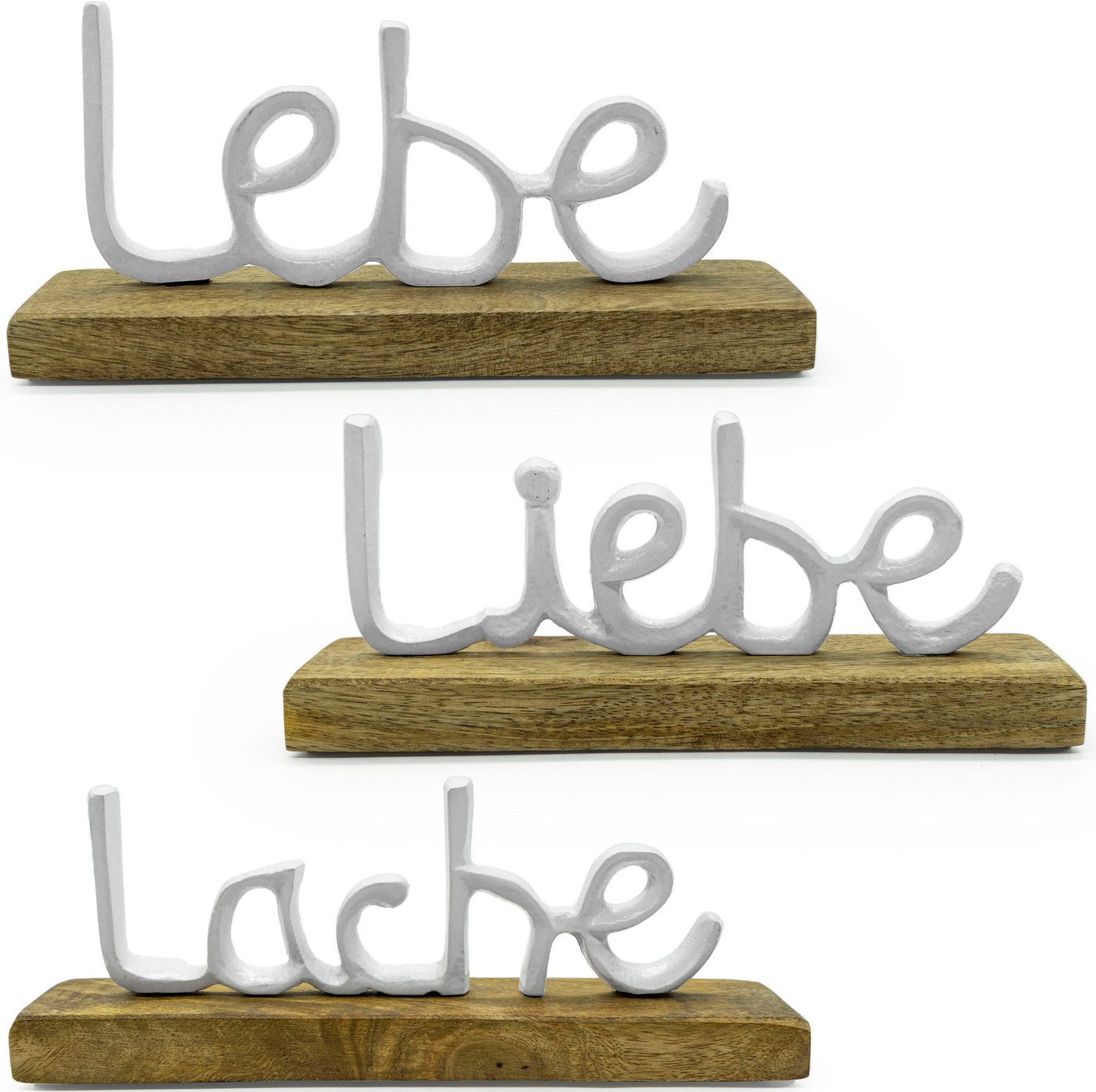 NOOR LIVING Deko-Schriftzug Lebe, Liebe, Lache (3 St), aus Holz und Aluminium von NOOR LIVING