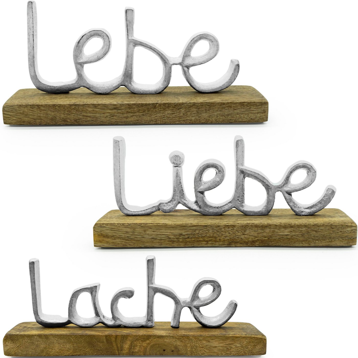 NOOR LIVING Deko-Schriftzug Lebe, Liebe, Lache (3 St), aus Holz und Aluminium von NOOR LIVING