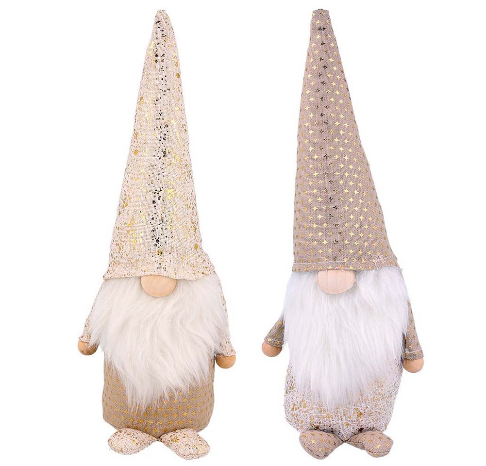 NOOR LIVING Dekofigur Weihnachtswichtel "Gunnar & Linus" 2er Set Weihnachts Deko (29 cm, Dekowichtel), in Naturtönen mit Goldenen Details von NOOR LIVING