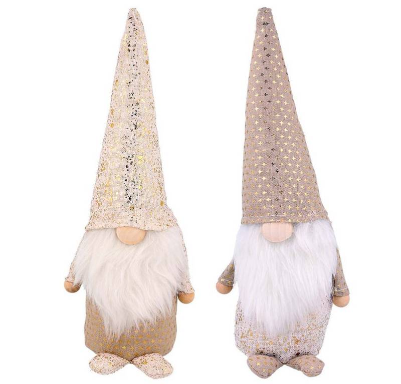 NOOR LIVING Dekofigur Weihnachtswichtel "Gunnar & Linus" 2er Set Weihnachts Deko (29 cm, Dekowichtel), in Naturtönen mit Goldenen Details von NOOR LIVING