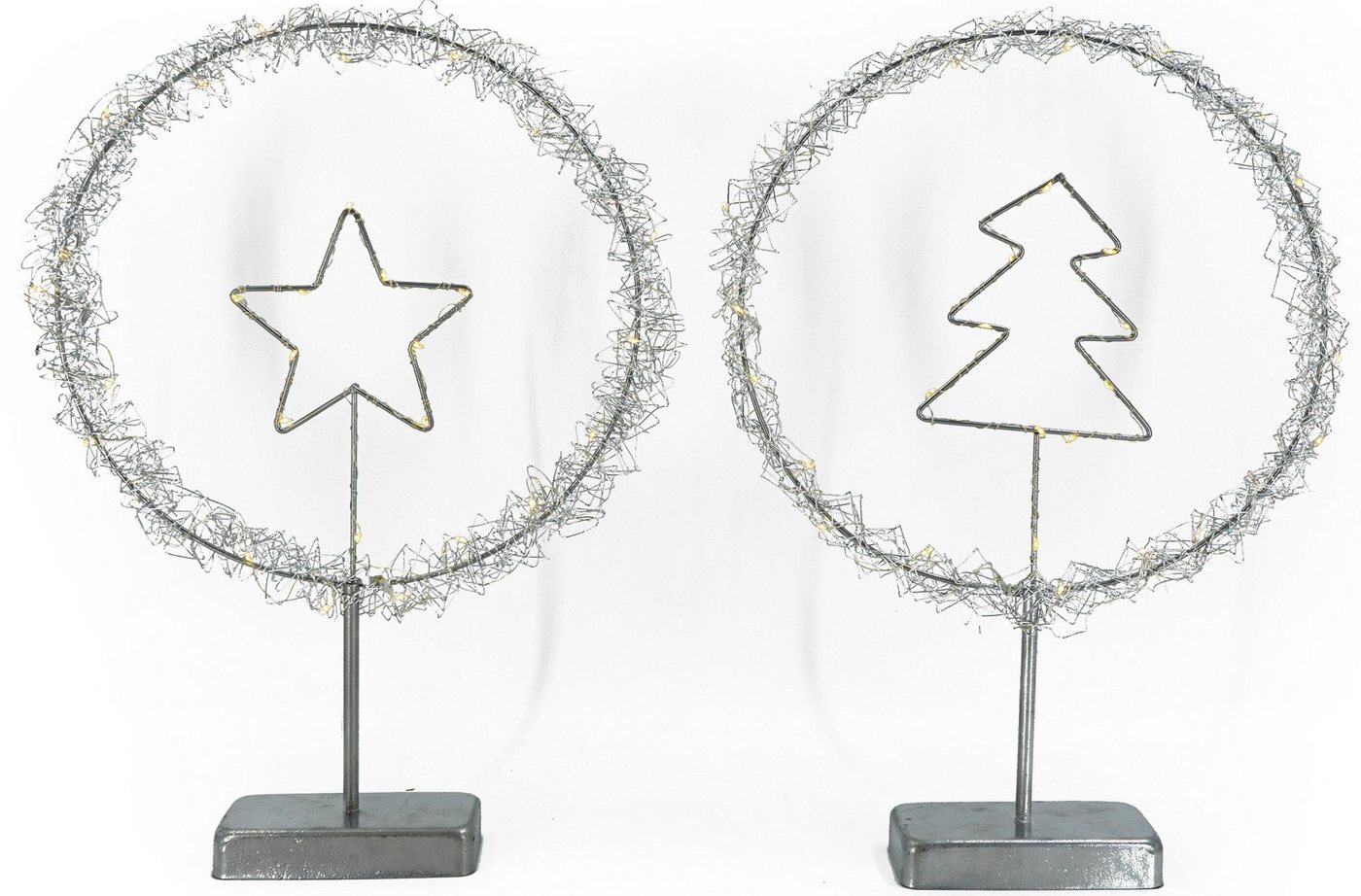 NOOR LIVING Dekolicht LED Weihnachtsdeko mit Drahtumrandung, Höhe ca. 45 cm, LED fest integriert, Warmweiß, im 2er Set (bestehend aus 1x Baum und 1x Stern) von NOOR LIVING