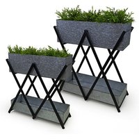 NOOR living Pflanzkästen-Set, BxH: 28,5 x 60 cm, rechteckig, Metall - schwarz | grau von NOOR living