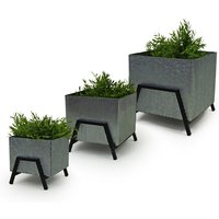 NOOR living Pflanzkästen-Set, BxH: 30 x 23 cm, quadratisch, Metall - schwarz | grau von NOOR living